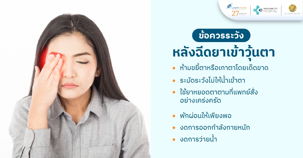 ข้อควรระวังหลังฉีดยาเข้าวุ้นตา