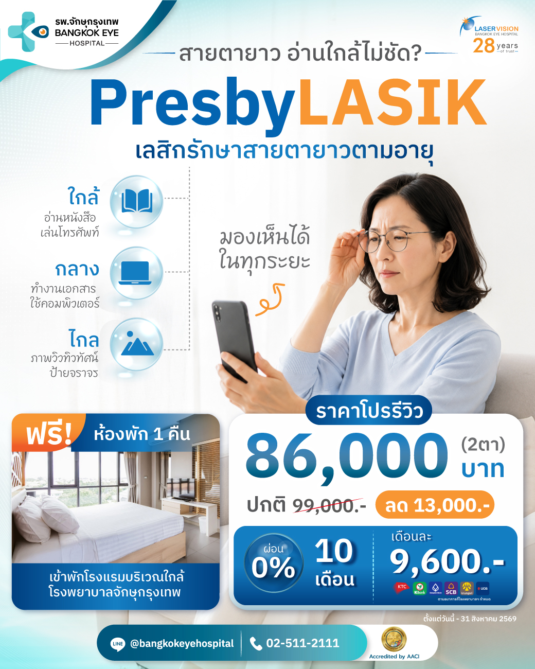 PresbyLASIK เทคโนโลยีเลสิกรักษาสายตายาวตามอายุ PresbyLASIK