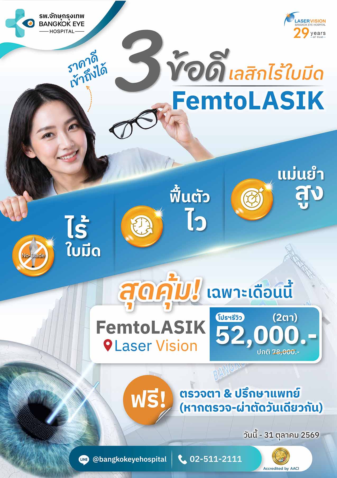 โปรโมชันเลสิก Golden Vision ฉลองครบรอบ 29 ปี Laser Vision