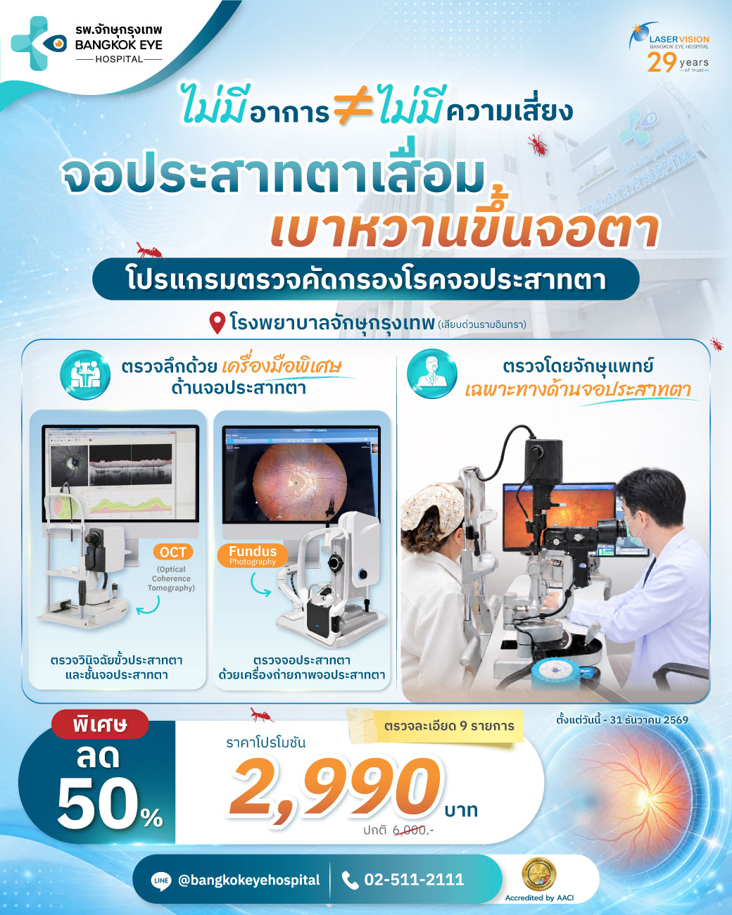 Nine-test retina screening package at Bangkok Eye Hospital