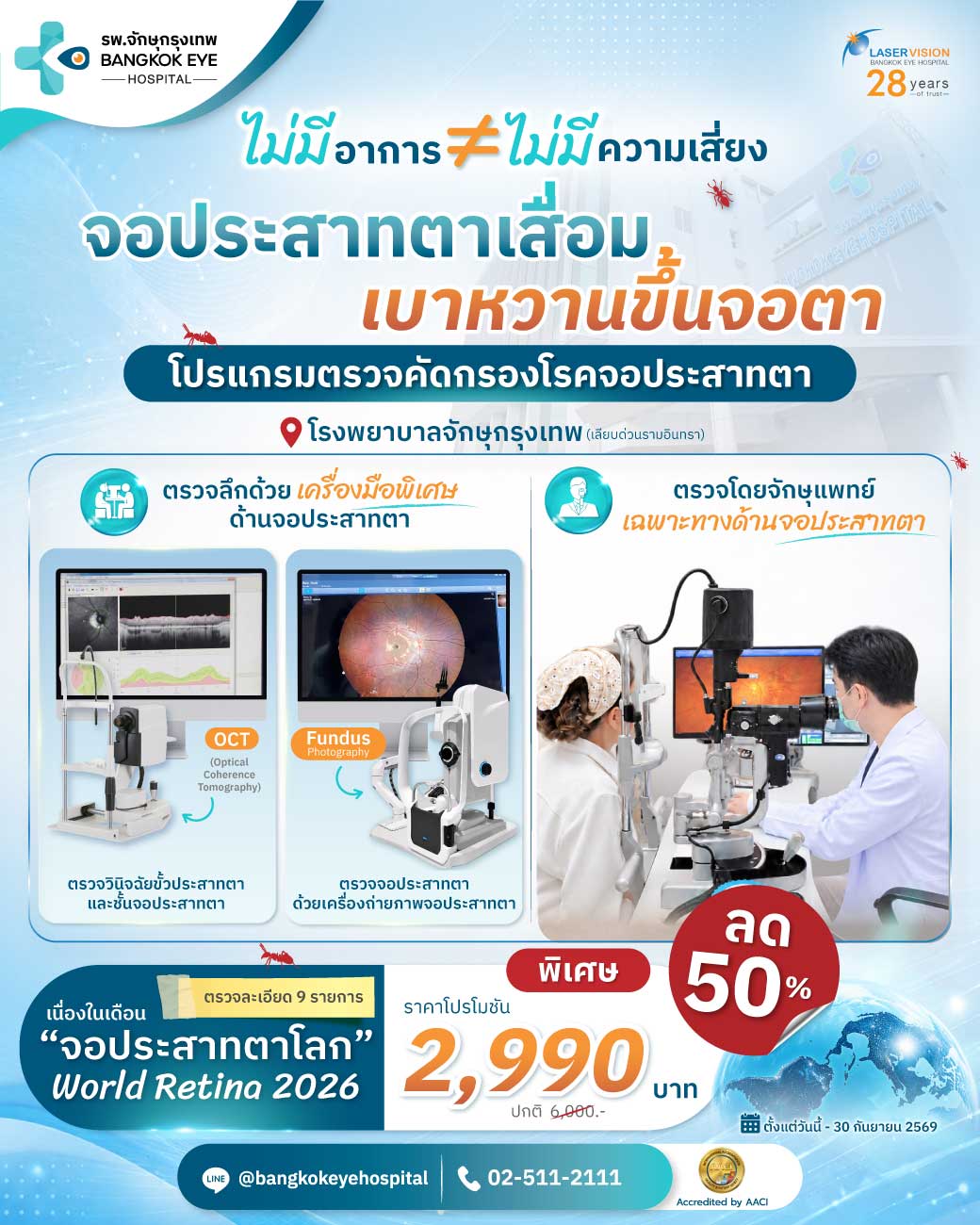 แพ็กเกจตรวจคัดกรองจอประสาทตา โรงพยาบาลจักษุกรุงเทพ